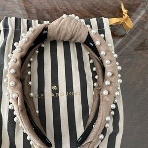 Lele Sadoughi Tan Pearl Headband